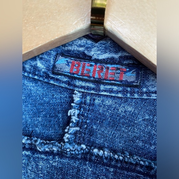 Vintage Beret Boiler Suit Jumpsuit Denim Acid Wash Zip Batwing Dolman 80s Jean - Picture 7 of 15